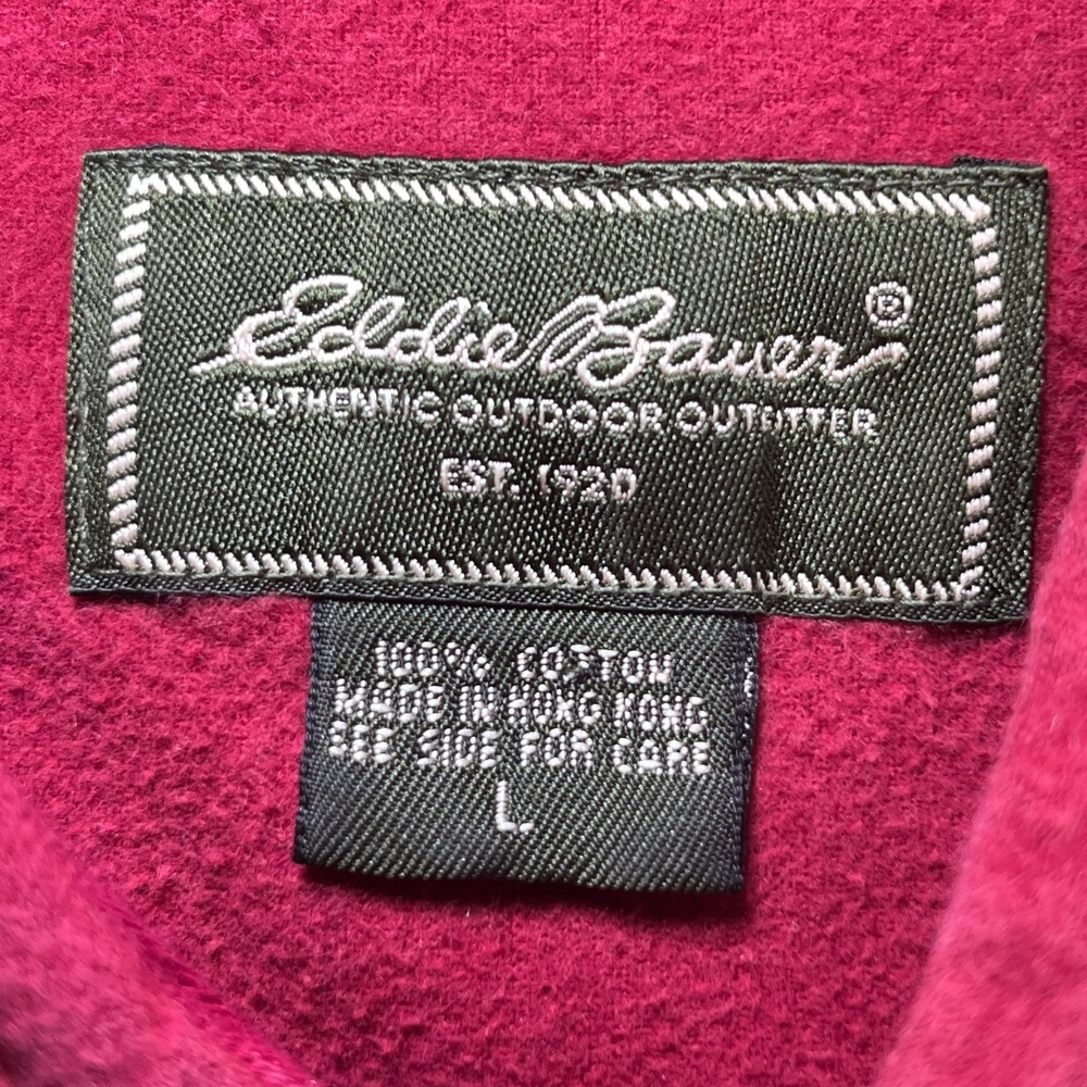 Vintage Eddie Bauer Shirt Men's Large Red Chamois Cloth Flannel Pockets Outdoors - Picture 4 of 10